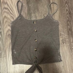 American Eagle Outfitters Gray Crop Tie-Front Camisole
